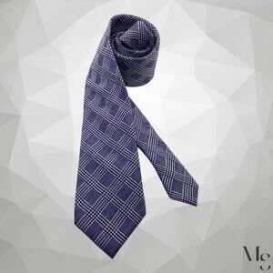 CHARLES TYRWHITT Purple Glen Chek Luxury Silk Tie 60''- 3" EX COND